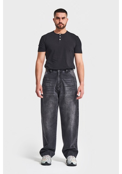 Itsbasic Erkek Füme Rengi 2w5-1 Skater Fit Bol Kesim %100 Koton Denim Jean