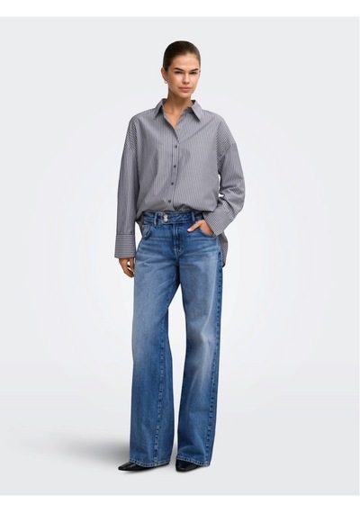 Only Onloregon Lyrına L/s Shırt Wvn Kadın Mavi Gömlek - 15377119