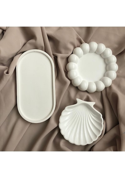 Dekoratif Tabak 3 Lü Oval & Baloncuk Set