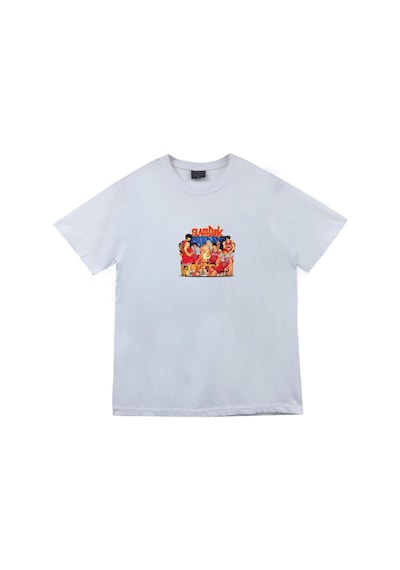 Stoned&Fame Slam Dunk Anime Baskılı Unisex %100 Pamuk Beyaz T-shirt Beyaz