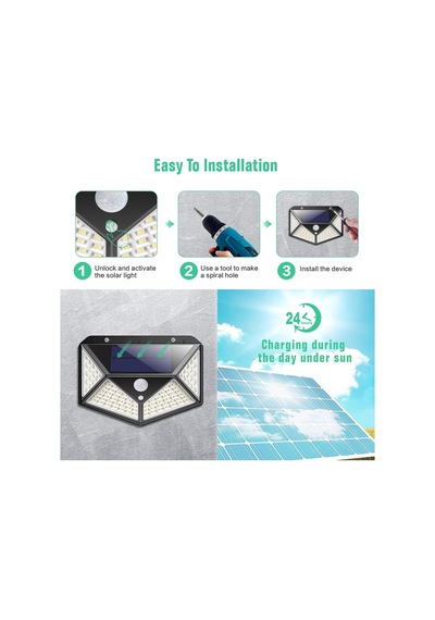 Dış Mekan İçin Solar Lambalar, 270 Dört Taraflı Aydınlatma - 2200mah, 100 Led Güneş Enerjili Lamba, Hareket Se