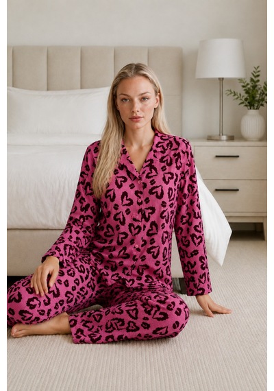Kadın Casual Esnek Bol Lila Pijama Takımı 4672