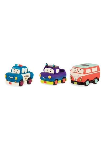 B.toys 3'lü Mini Çek-bırak Araba Seti - Polis/retro Van/jeep