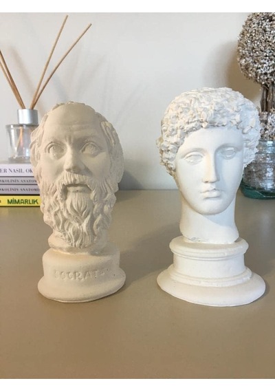Payatasarım Dekoratif Hermes Ve Socrates Büst Biblo Beyaz Beyaz Payanm307 Diğer
