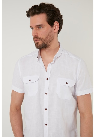 Buratti Düğmeli Yaka Pamuklu Slim Fit Cepli Erkek Gömlek Cf21S111153 Beyaz Buratti Düğmeli Yaka Pamuklu Slim Fit Cepli Erkek Gömlek Cf21S111153 Beyaz