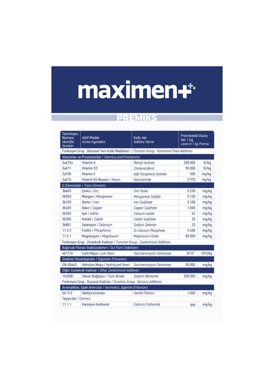 Vioment Maximent 20 Kg - Ruminant Hayvanlarda; Maksimum Destek -