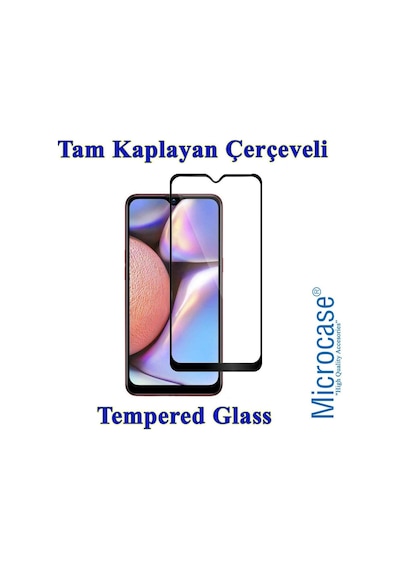Samsung Uyumlu Galaxy A10S Tam Kaplayan Çerçeveli Tempered Cam Siyah