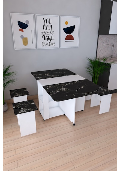 Pratik Katlanır Açılır Kapanır Katlanabilir Taşınabilir Siyah Yemek Masası 4 Kişilik Balkon Masası Siyah Mermer Pratik Katlanır Açılır Kapanır Katlanabilir Taşınabilir Siyah Yemek Masası 4 Kişilik Balkon Masası Siyah Mermer