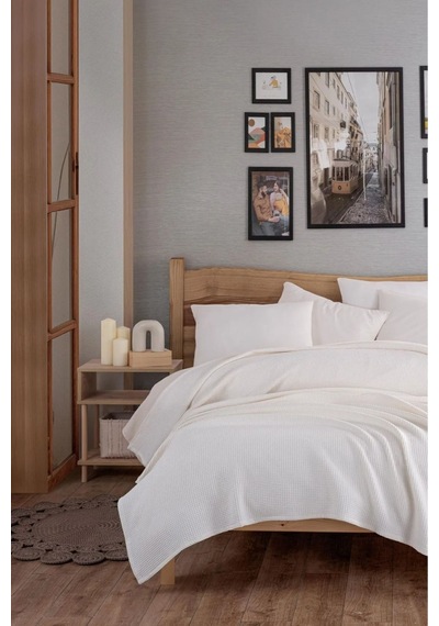 Eponj Home Ecocel Pike Örtü Çift Kişilik 200x230cm Karde Krem Krem