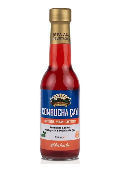 6 Adet Hibiskuslu Kombucha 250ml. Cam Şişede