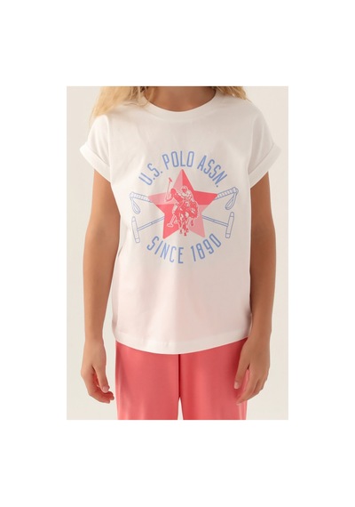 U.s. Polo Assn. Lisanslı Starry Krem Kız Çocuk Pijama Takımı Krem, Kar Melanj