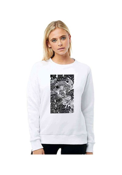 The Doors Lyric Lirik Baskılı Beyaz Kadın Sweatshirt