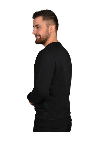 Manta 5323 Cep Baskılı Sweatshirt-25663-siyah Siyah