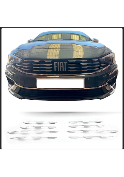 Fiat Egea Krom Ön Panjur 2021 Üzeri Uyumlu 8 Parça Makyajlı Kasa