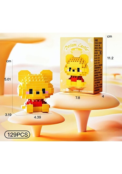 Bricks Premium Seri Yeni Stil Winnie The Pooh Ve Piglet 2'li Set 3d Yapboz Puzzle Yapı Blokları Hobi