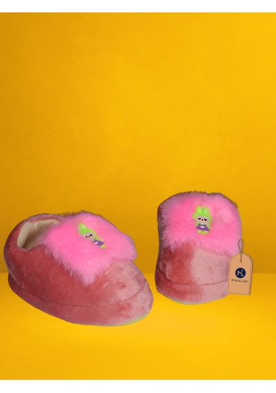 Miraluni Peluş Bebek Panduf Ve Ev Botu Yumuşak Tabanlı, Sıcak Tutarlı, Kaymaz Ev İçi Kışlık Patik Pudra Pembe