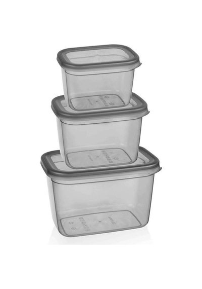 Colony Extra Saklama Kabı Seti 3 Adet Derin Saklama Kabı- 800 Ml+1300 Ml+2300 Ml Plastik Gri Diğer