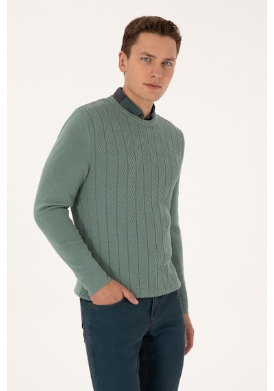 U.S. Polo Assn. Erkek Slim Fit Bisiklet Yaka Mint Kazak 50308323-VR090