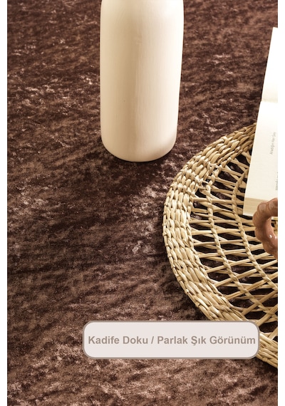 Elart Kadife Masa Örtüsü Dikdörtgen 150x220 Cm Kahve Kahve
