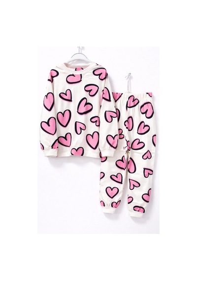 Mini Stella Kids Pembe Kalpler Kız Çocuk Pijama Takımı