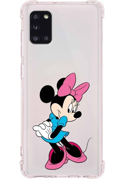 Samsung Uyumlu Galaxy A31 Köşe Korumalı Antişok Kapak Minnie Mouse Tasarımlı Şeffaf Kılıf