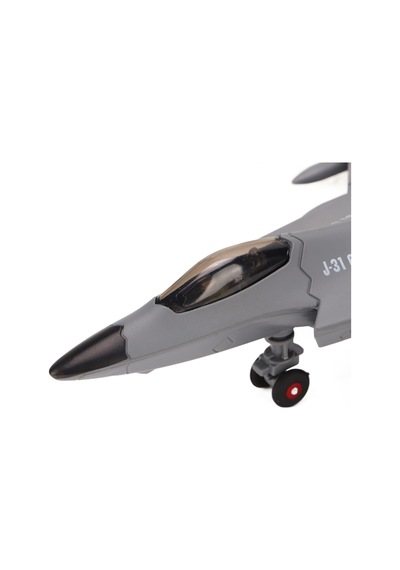 J-31 Gyrfalcon Işıklı Sesli Metal Savaş Uçağı - Geriye Çek Bırak Model Oyuncak Uçak 22 Cm