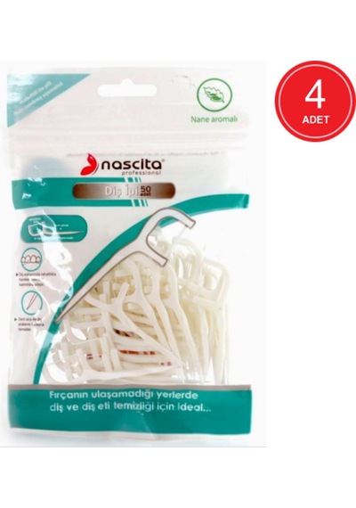 Nascita Kürdanlı Nane Aromalı Diş İpi 50'li x 4 Paket