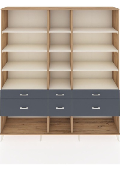 Hyperion Dolap 12 Raflı 6 Çekmeceli 220x44x243 Çam-aytaşı/antrasit Aytası/antrasıt Hyperion Dolap 12 Raflı 6 Çekmeceli 220x44x243 Çam-aytaşı/antrasit Aytası/antrasıt