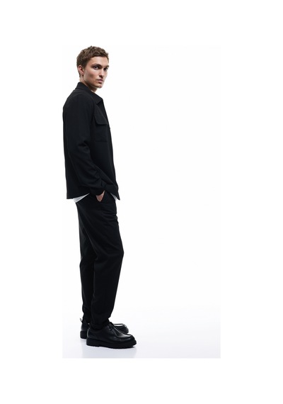 Koton Beli Bağcıklı Katlamalı Paça Cep Detaylı Slim Fit Pantolon Siyah 6wam40038hw Siyah