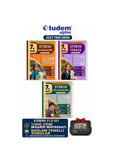 Tudem 7.sınıf 2027 Stüdyo Matematik-fen-türkçe Bağlam Temelli Maarif Müfredat Soru Bankası
