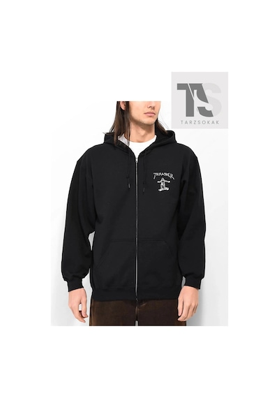 Tarzsokak Trasher Skate Sweatshirt Fermuarlı Hırka Siyah
