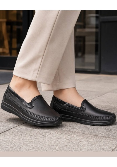 Forelli Laden-g Kadın Siyah 36-41 Deri Comfort Ayakkabı