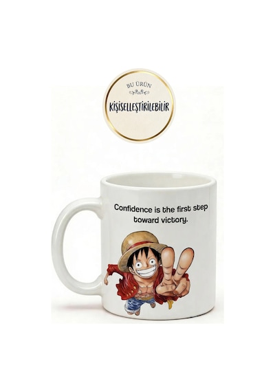 One Piece Luffy Baskılı Seramik Hediye Kupa Bardak Anime Çok Renkli