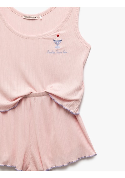 Koton Modal Kumaş U Yaka Kolsuz Şortlu Pijama Takımı Pembe 5slk40069mk Gül