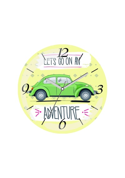 Lets Go On Adventure Wosvos Çap 30cm Sessiz Akar Bombeli Gerçek Cam Duvar Saati Çok Renkli