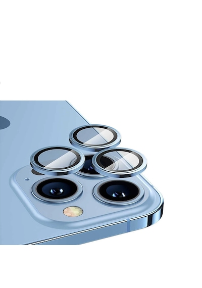 Apple Uyumlu iPhone 16 Pro/16 Pro Max Lens Koruyucu Halka Set - Al8114 Mavi