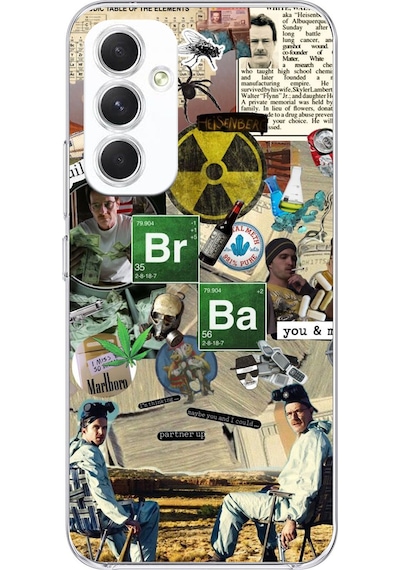Samsung Galaxy A54 Uyumlu Breaking Bad Kolaj Baskılı Silikon Kılıf Renkli