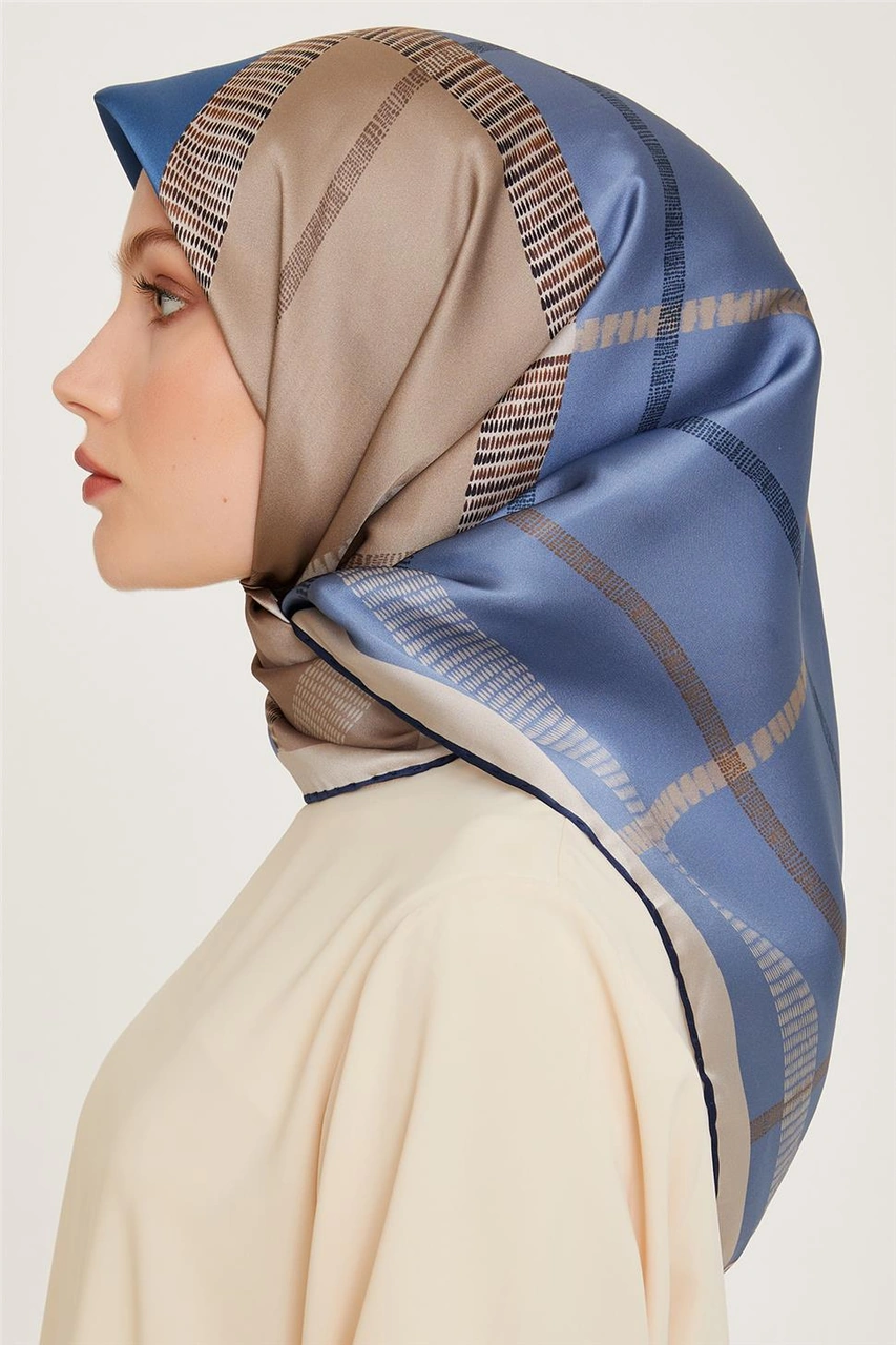 Armine Geometrik Desenli Twill Saf İpek Eşarp 9206d 06 Çok Renkli