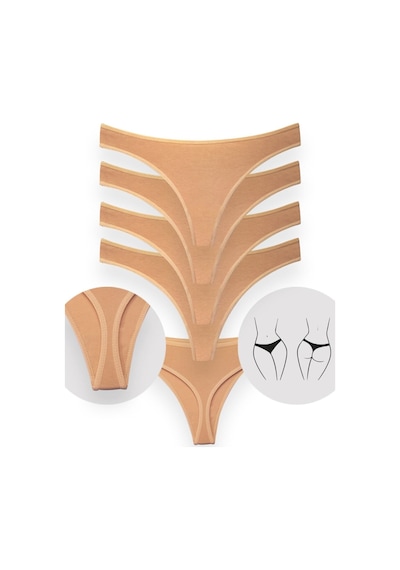 Alya Underwear Kadın Külot Pamuklu String - 5 Adet Siyah Tanga S, M, L, Xl Ten