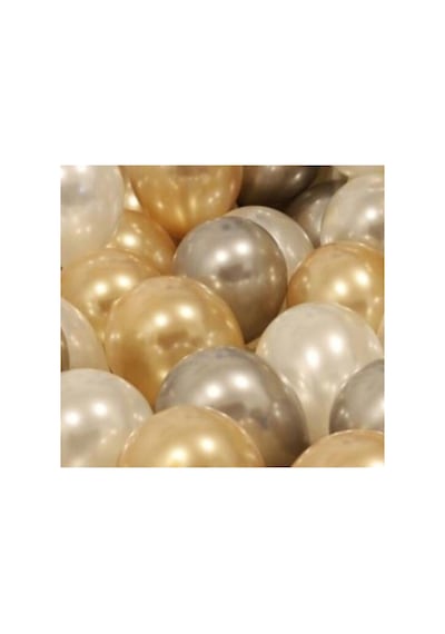 50 Adet Metalik Kaliteli Gold-gümüş-beyaz Karışık Uçan Balon Diğer