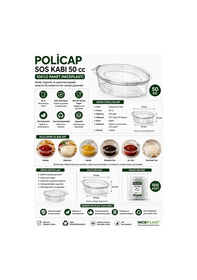 Policap Sos Kabı 50 Cc 100'lü Niceplast