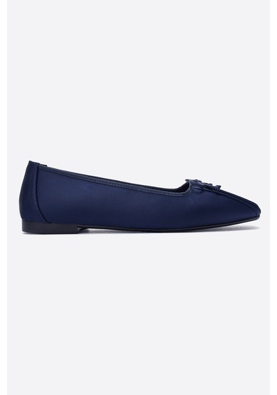 Luvi Shoes Alıa Lacivert Saten Fiyonklu Kadın Babet Ayakkabı