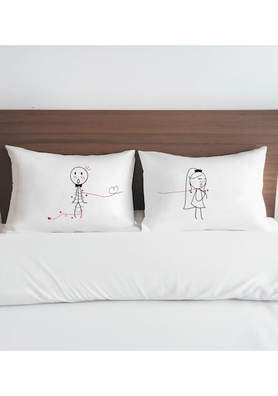 Bk Gift Sevgili Tasarımlı Pamuklu 2 Li Yastık Kılıfı Seti-5 50x70cm , Sevgiliye , Ev si, Tasarım Ev Tekstili