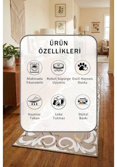 Yıkanabilir Yolluk 21 Beyaz