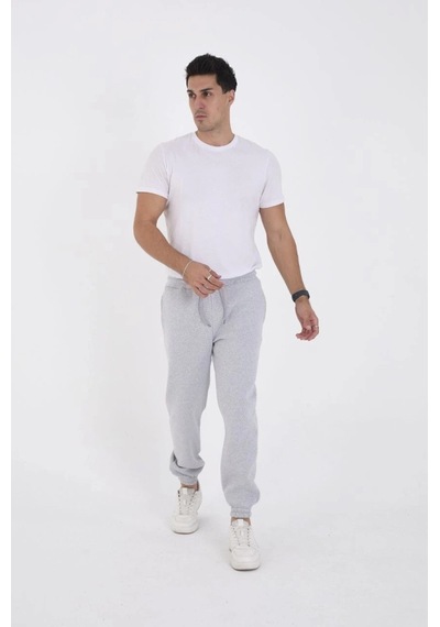 Zenna Tarz Unisex Kışlık Üç İplik Lastikli Eşofman Pantolon - Gri