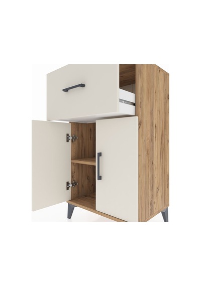 Hyperion Komodin Tek Raflı Tek Çekmeceli 2 Kapaklı 60x44x106 ... Çam