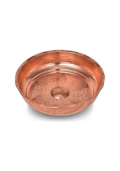 Turna Bakır Kurnacı Hamam Tası 20 CM Makine İşleme Kırmızı Turna Gümüş