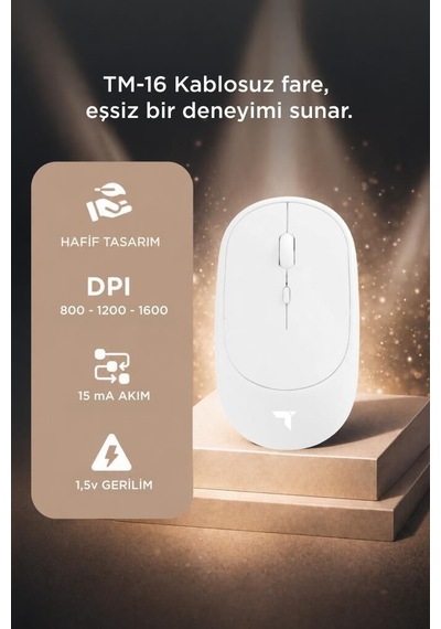 Özel Seri Ürün Donanım Ev Mouse Çift Modlu Sessiz Kablosuz Fare Tm16 Beyaz