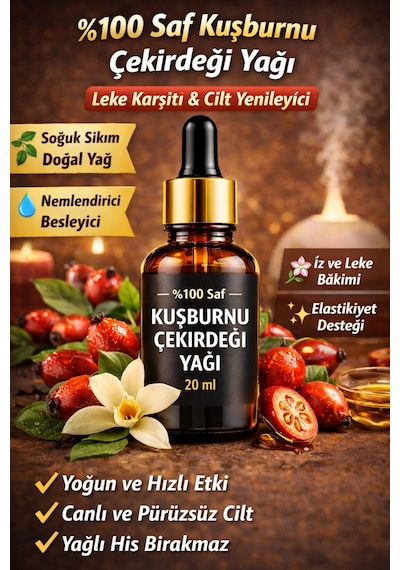 Life %100 Saf Kuşburnu Çekirdeği Yağı 20 Ml Soğuk Sıkım & Cilt Yenileyici