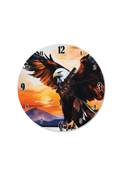 Siyah Beyaz Başlı Kartal Akarlı Duvar Saati Beyaz - Siyah